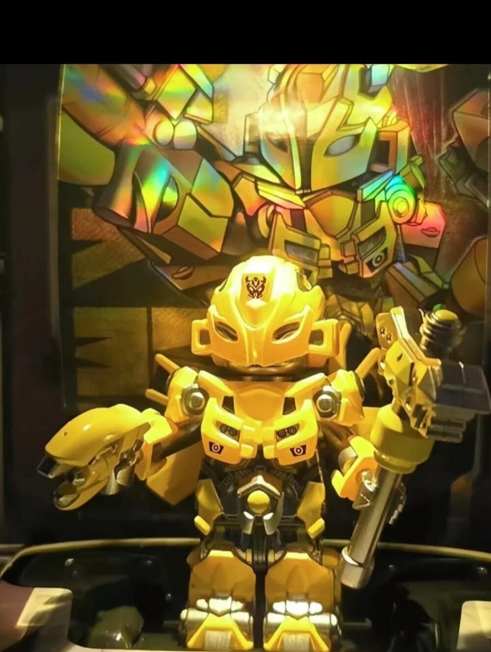 Bumblebee Transformer Armored Yellow Color Chromed Brick Man customs New